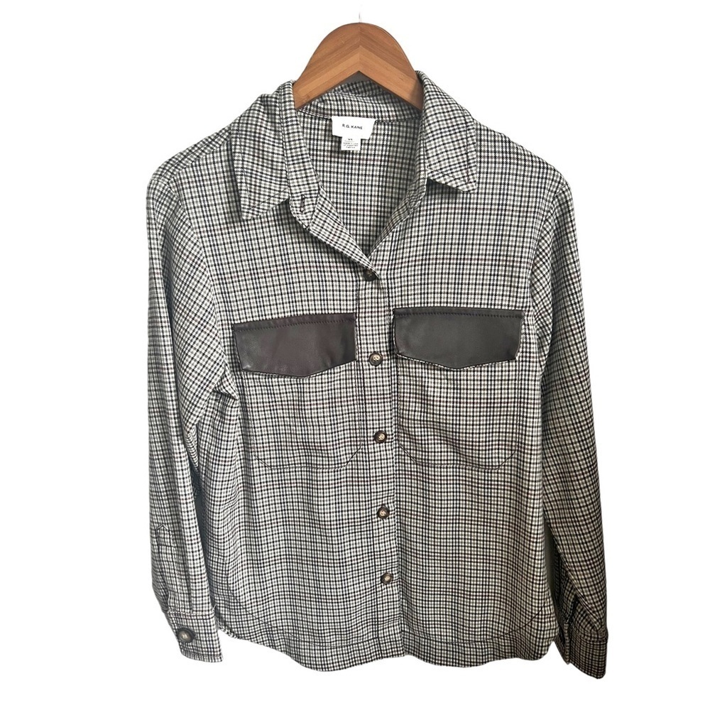 R.g. Kane Flannel Button Down Coastal Cowgirl Shirt Shacket Leather Pockets XS